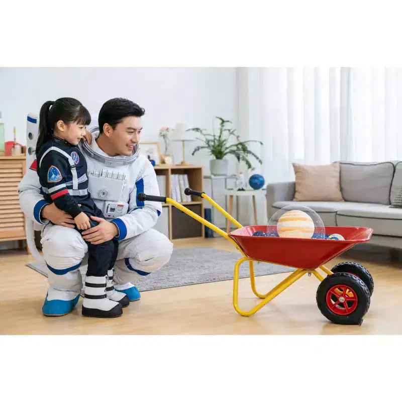 AEELLEEA Brouette en métal pour enfants, Chariot de jardin de 33 lb pour enfants, Chariot utilitaire de jardin avec plateau en acier robuste pour feuilles, terre, sable, outil de jardinage extérieur