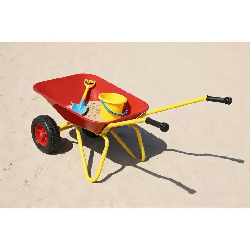 AEELLEEA Brouette en métal pour enfants, Chariot de jardin de 33 lb pour enfants, Chariot utilitaire de jardin avec plateau en acier robuste pour feuilles, terre, sable, outil de jardinage extérieur