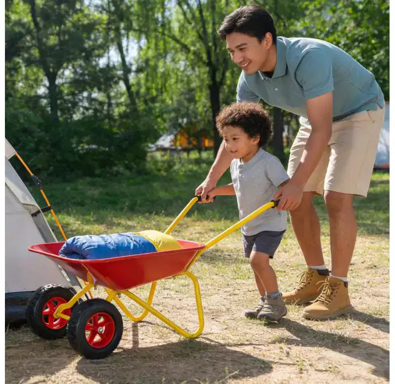AEELLEEA Brouette en métal pour enfants, Chariot de jardin de 33 lb pour enfants, Chariot utilitaire de jardin avec plateau en acier robuste pour feuilles, terre, sable, outil de jardinage extérieur