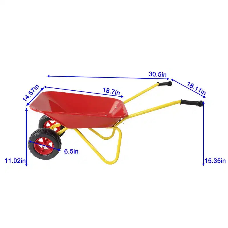 AEELLEEA Brouette en métal pour enfants, Chariot de jardin de 33 lb pour enfants, Chariot utilitaire de jardin avec plateau en acier robuste pour feuilles, terre, sable, outil de jardinage extérieur