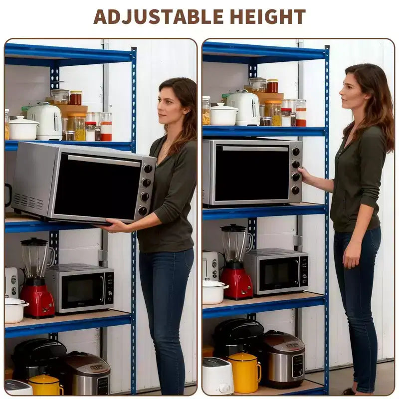 Étagère de Rangement de Garage Robuste à 5 Niveaux, Unité d'Étagères Métalliques Réglables, Capacité de 1134 kg, 122 x 46 x 183 cm, Cadre en Acier Sans Boulons, Panneaux MDF