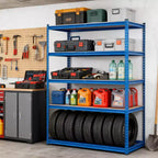 Étagère de Rangement de Garage Robuste à 5 Niveaux, Unité d'Étagères Métalliques Réglables, Capacité de 1134 kg, 122 x 46 x 183 cm, Cadre en Acier Sans Boulons, Panneaux MDF