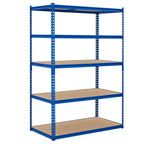 Étagère de Rangement de Garage Robuste à 5 Niveaux, Unité d'Étagères Métalliques Réglables, Capacité de 1134 kg, 122 x 46 x 183 cm, Cadre en Acier Sans Boulons, Panneaux MDF