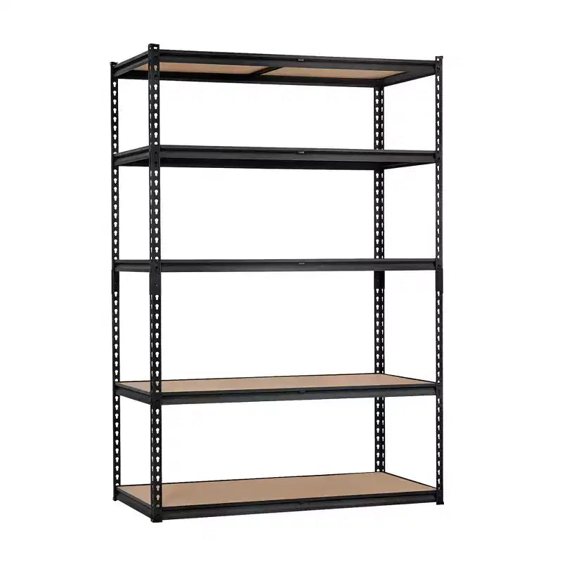Étagère de Rangement de Garage Robuste à 5 Niveaux, Unité d'Étagères Métalliques Réglables, Capacité de 1134 kg, 122 x 46 x 183 cm, Cadre en Acier Sans Boulons, Panneaux MDF