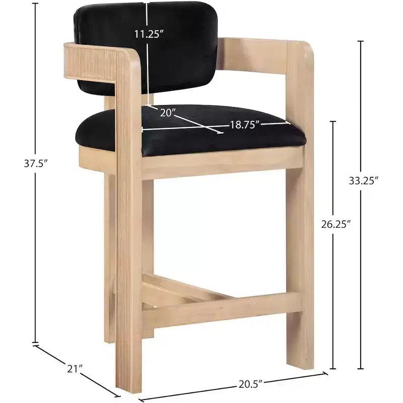 Meridian Furniture Tabouret de bar en velours Sacha