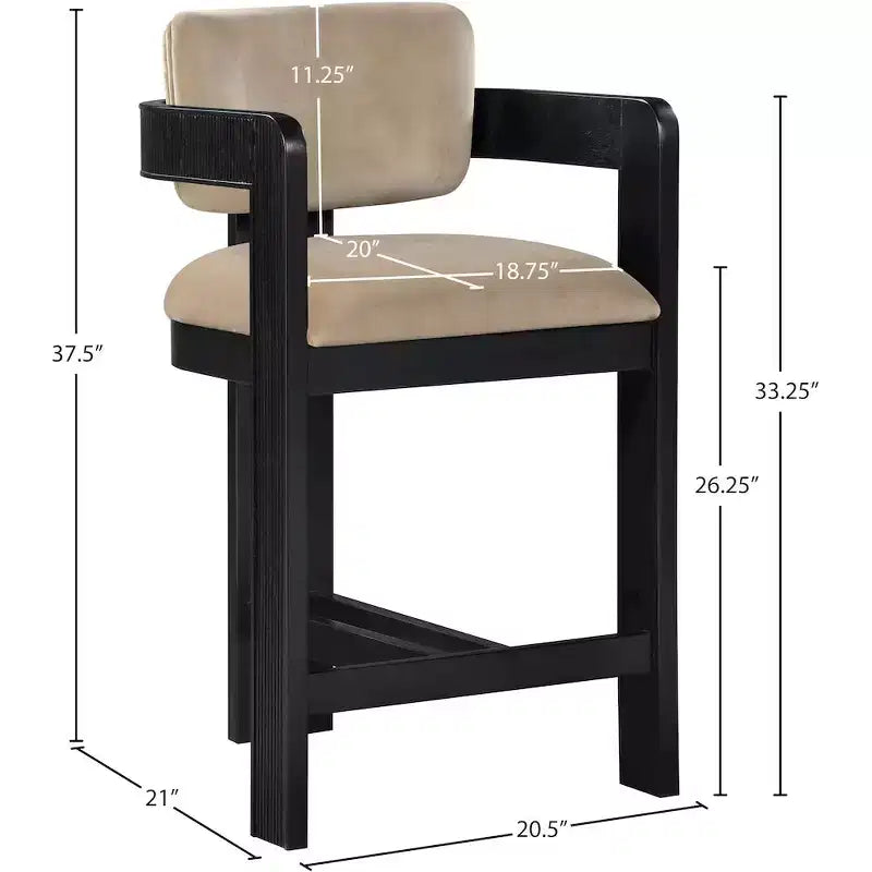 Meridian Furniture Tabouret de bar en velours Sacha