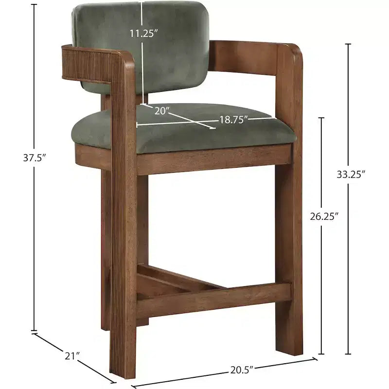 Meridian Furniture Tabouret de bar en velours Sacha