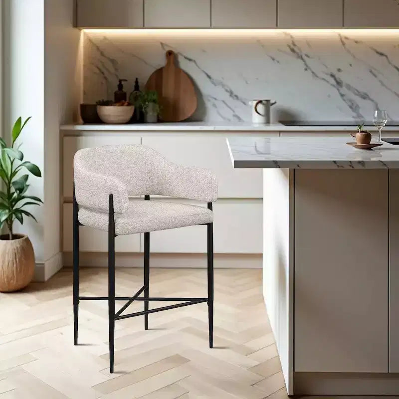 Tabouret de comptoir en tissu rembourré Meridian Furniture Dame, ensemble de 2