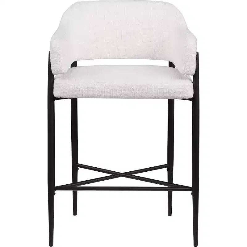 Tabouret de comptoir en tissu rembourré Meridian Furniture Dame, ensemble de 2