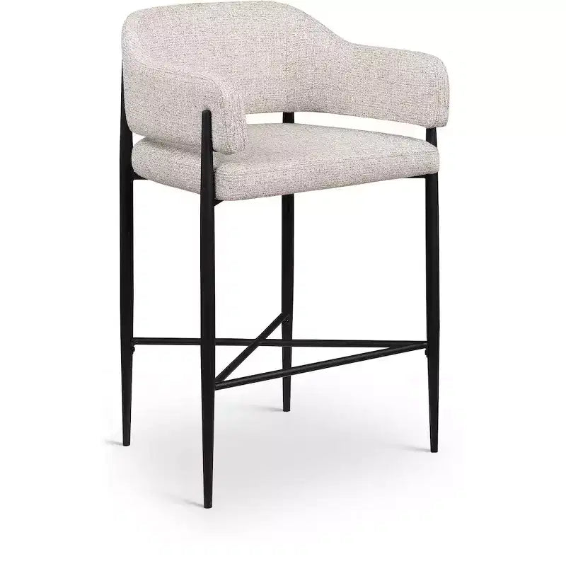 Tabouret de comptoir en tissu rembourré Meridian Furniture Dame, ensemble de 2