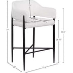 Tabouret de comptoir en tissu rembourré Meridian Furniture Dame, ensemble de 2