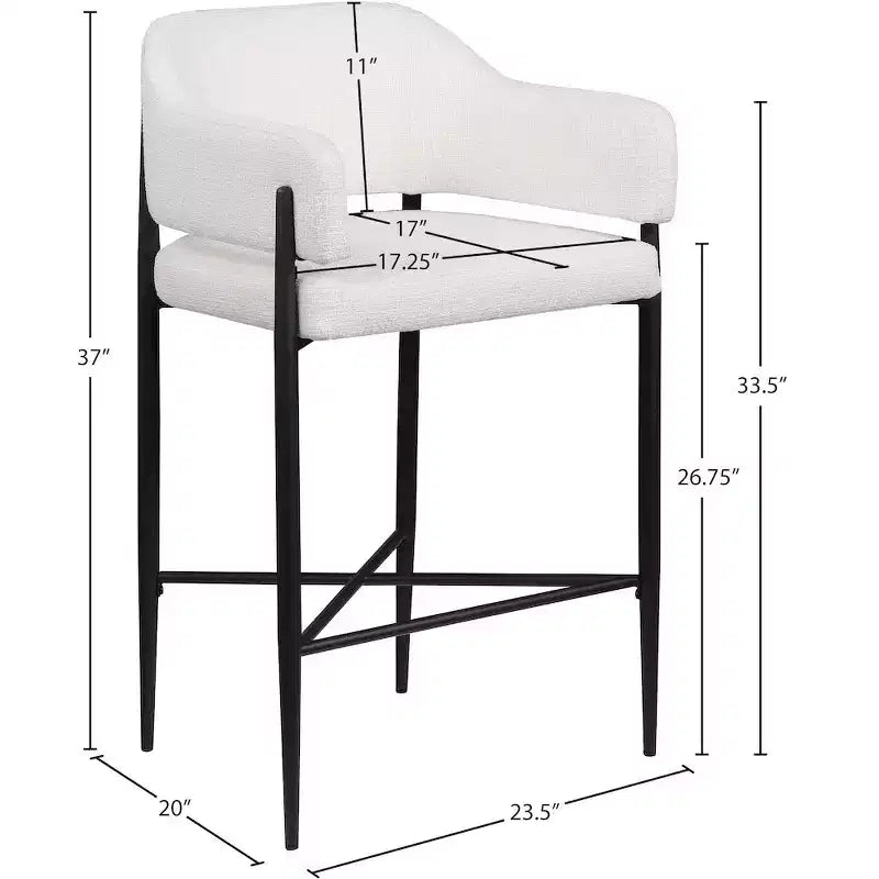 Tabouret de comptoir en tissu rembourré Meridian Furniture Dame, ensemble de 2