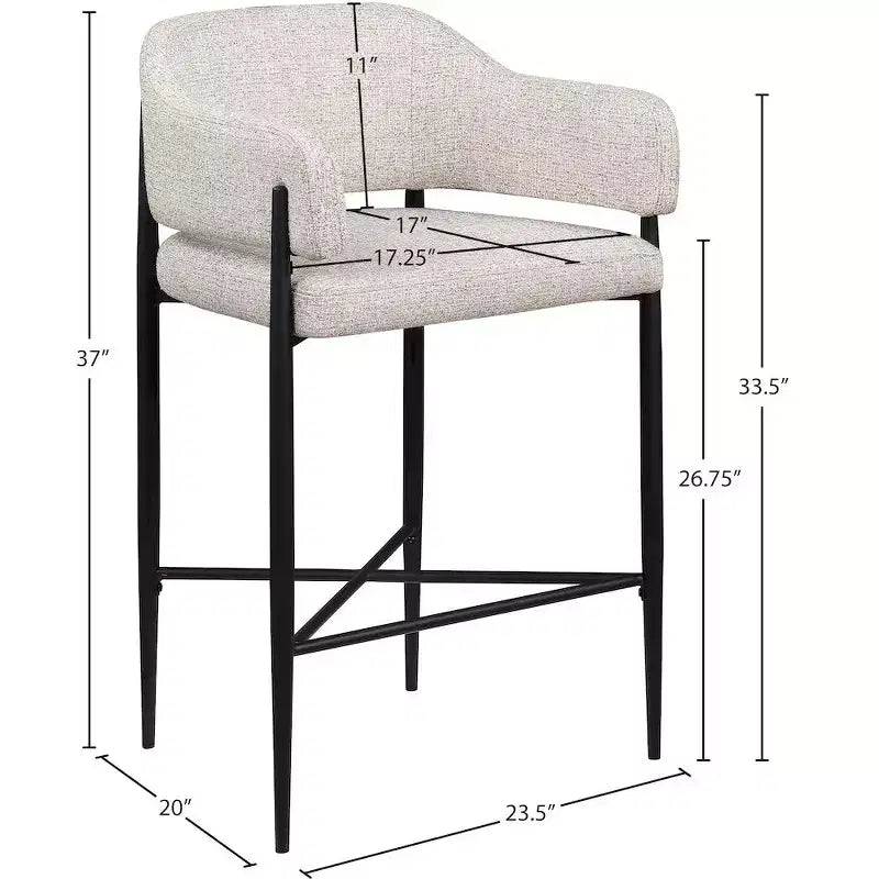 Tabouret de comptoir en tissu rembourré Meridian Furniture Dame, ensemble de 2