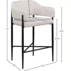 Tabouret de comptoir en tissu rembourré Meridian Furniture Dame, ensemble de 2
