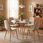 Ensemble de salle à manger rond FurnitureR pour 4 personnes, table de cuisine de 80 cm avec 4 chaises rembourrées, ensemble de salle à manger avec pieds en bois pour petit espace, appartement, coin petit-déjeuner