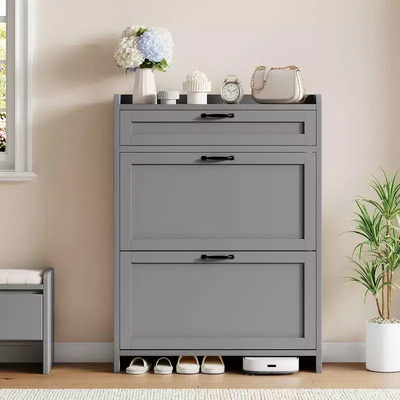 Meuble de rangement à chaussures autoportant GustoWave avec 2 tiroirs basculants pour entrée, couloir, salon