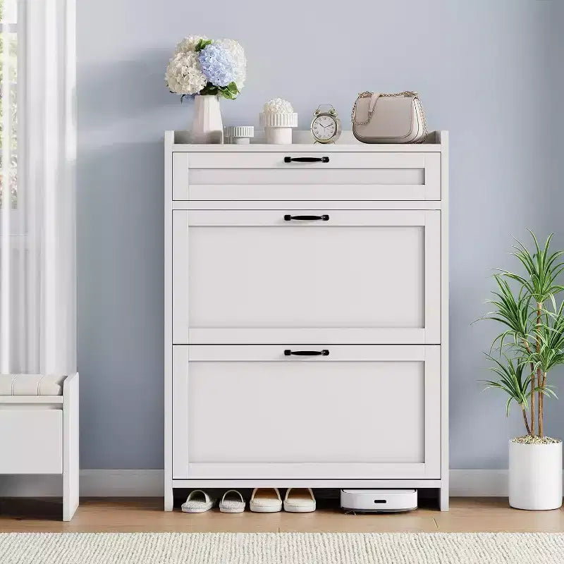 Meuble de rangement à chaussures autoportant GustoWave avec 2 tiroirs basculants pour entrée, couloir, salon