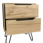 Table de chevet HomeRoots 22 en bois de chêne à deux tiroirs