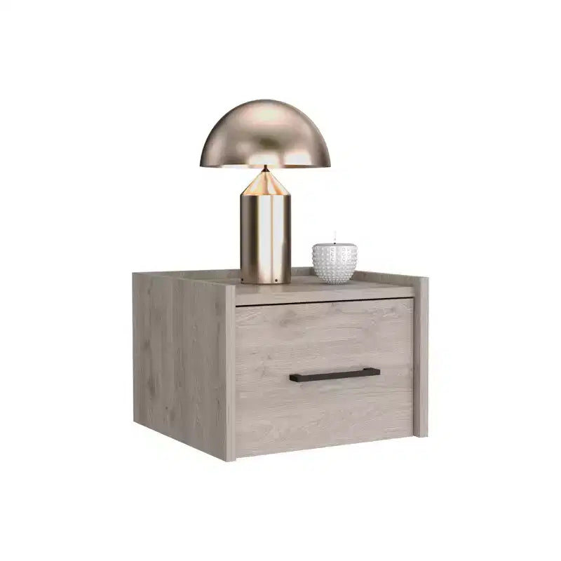 HomeRoots Table de chevet flottante grise en bois à un tiroir, 10 po