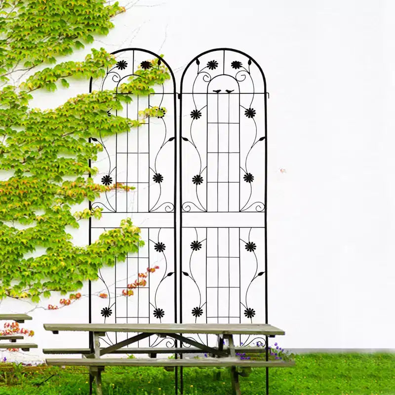 MAYEERTY Lot de 2 treillis de jardin en métal noir antirouille de 220 x 50 cm pour plantes grimpantes