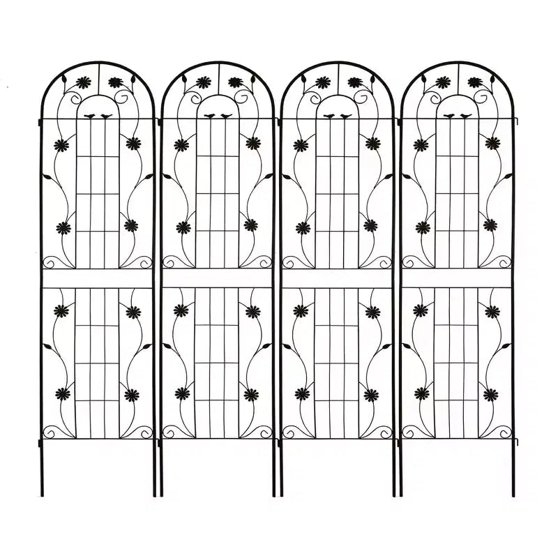 MAYEERTY Lot de 2 treillis de jardin en métal noir antirouille de 220 x 50 cm pour plantes grimpantes