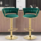 Tabouret de bar réglable pivotant à dossier bas et base dorée