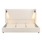 Cadre de lit rembourré avec lampe de lecture et port USB, tête de lit capitonnée, chambre moderne