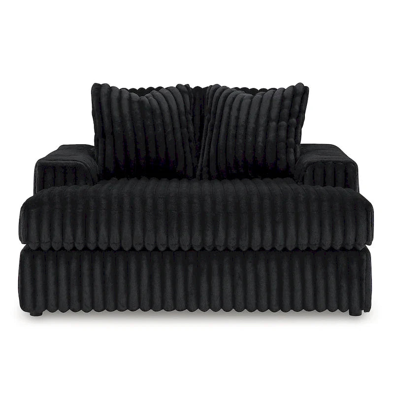 Signature Design by Ashley Midnight-Madness, grande méridienne noire – 163 cm (L) x 173 cm (P) x 104 cm (H)