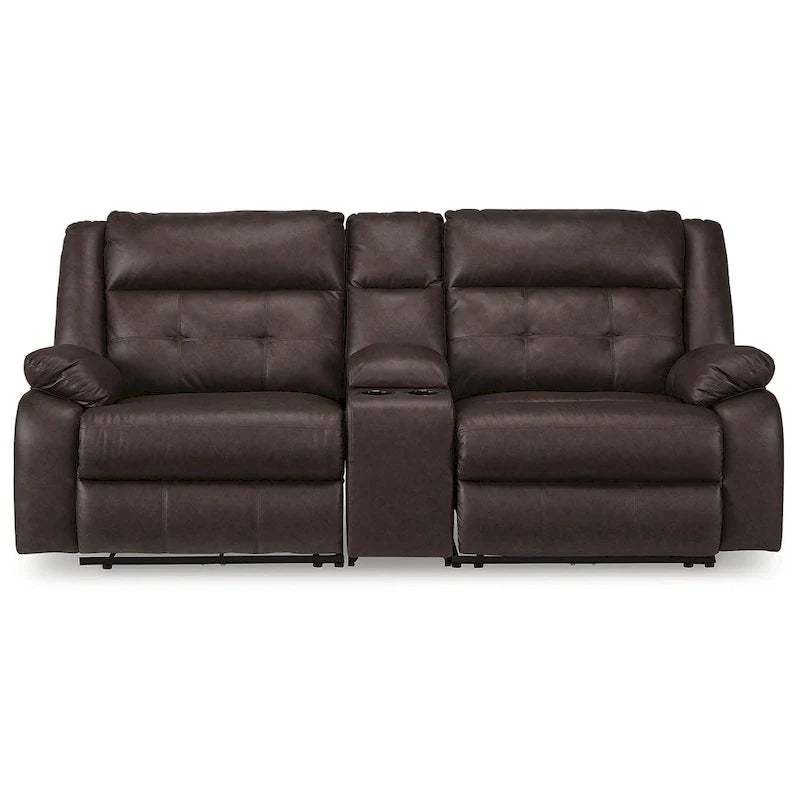 Signature Design by Ashley Punch Up Canapé sectionnel inclinable électrique 3 pièces brun foncé avec console - 93W x 39D x 41H