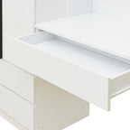 Armoire-penderie 3-en-1 avec coiffeuse, ensemble de bureau, armoire de chambre avec 2 tiroirs, armoire-penderie à 3 portes avec espace de rangement
