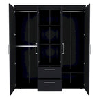 19.8 Armoire quatre portes moderne avec options de rangement multiples et accents métalliques