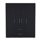 19.8 Armoire quatre portes moderne avec options de rangement multiples et accents métalliques