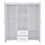 19.8 Armoire quatre portes moderne avec options de rangement multiples et accents métalliques