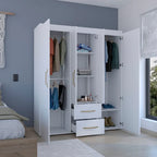 19.8 Armoire quatre portes moderne avec options de rangement multiples et accents métalliques