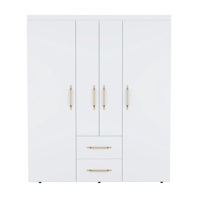 19.8 Armoire quatre portes moderne avec options de rangement multiples et accents métalliques