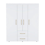 19.8 Armoire quatre portes moderne avec options de rangement multiples et accents métalliques