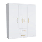 19.8 Armoire quatre portes moderne avec options de rangement multiples et accents métalliques