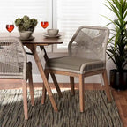 Chaise de salle à manger en acajou tressé de style transitionnel moderne — Gris