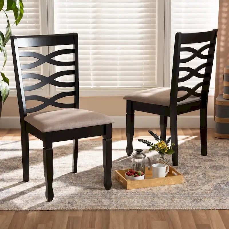 Lot de 2 chaises de salle à manger en bois Lanier (style moderne et contemporain)