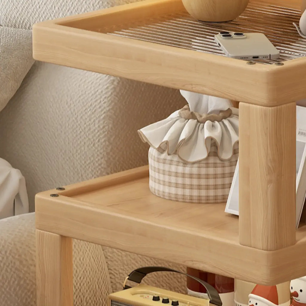 Dessus de table de rangement en bois de noyer à 3 niveaux avec roulettes