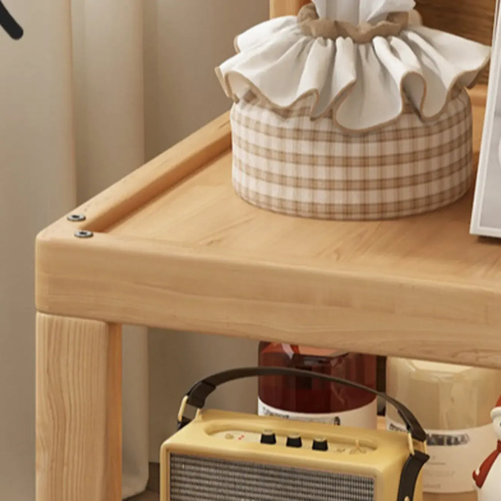 Dessus de table de rangement en bois de noyer à 3 niveaux avec roulettes