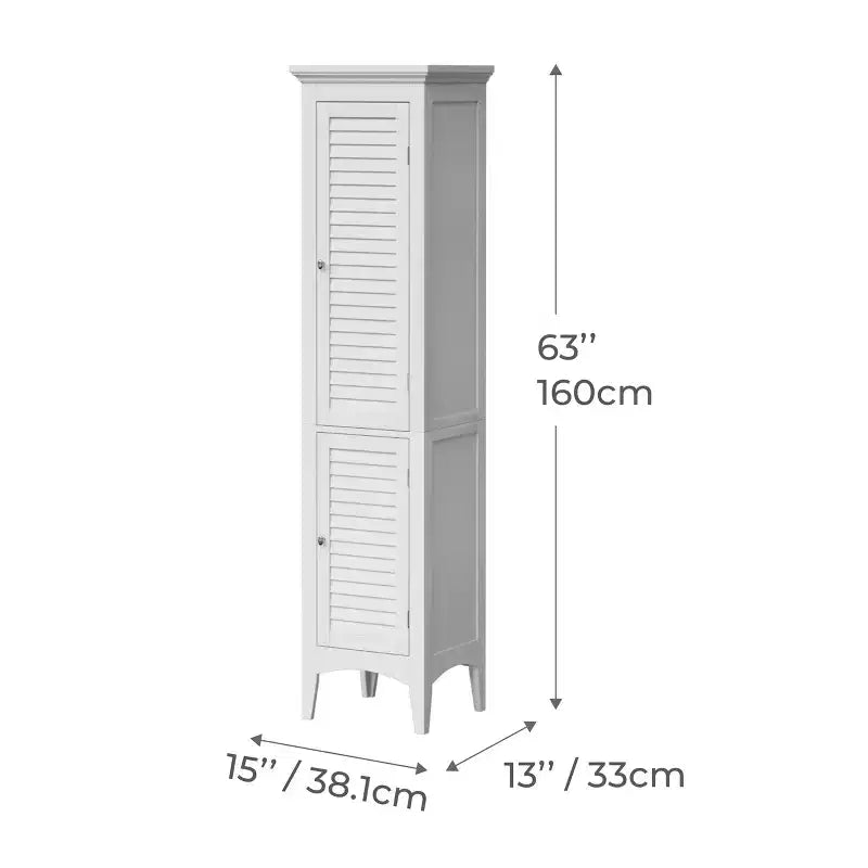 Armoire de Linge à Deux Portes Persiennes Slone - Meuble Élégant pour la Maison