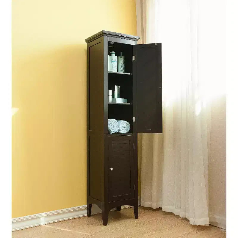 Armoire de Linge à Deux Portes Persiennes Slone - Meuble Élégant pour la Maison