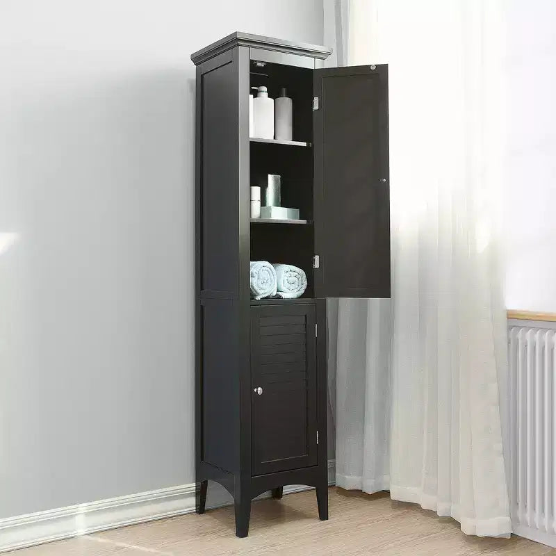Armoire de Linge à Deux Portes Persiennes Slone - Meuble Élégant pour la Maison