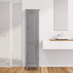 Armoire de Linge à Deux Portes Persiennes Slone - Meuble Élégant pour la Maison