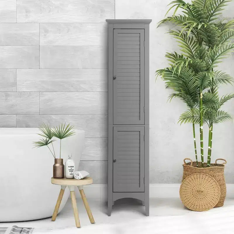 Armoire de Linge à Deux Portes Persiennes Slone - Meuble Élégant pour la Maison