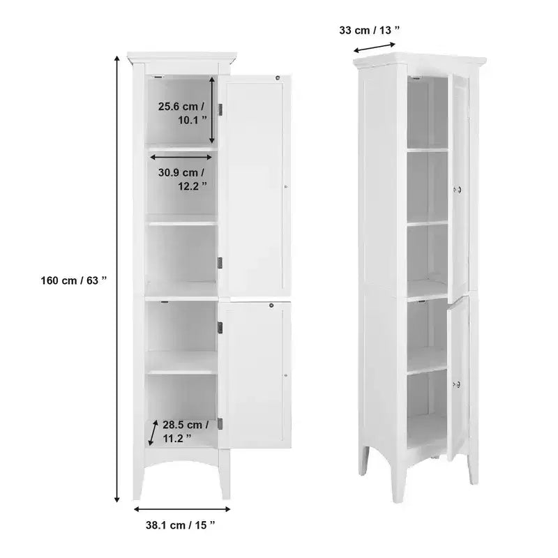Armoire de Linge à Deux Portes Persiennes Slone - Meuble Élégant pour la Maison