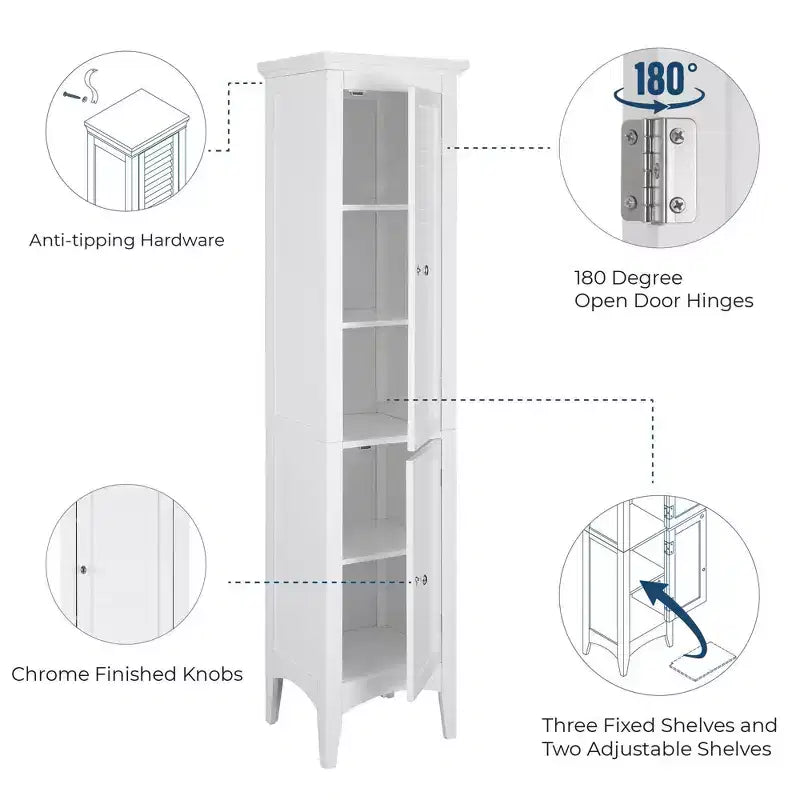 Armoire de Linge à Deux Portes Persiennes Slone - Meuble Élégant pour la Maison