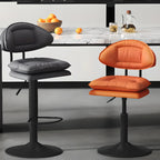 Chaise de bar moderne à dossier bas réglable pivotante en similicuir