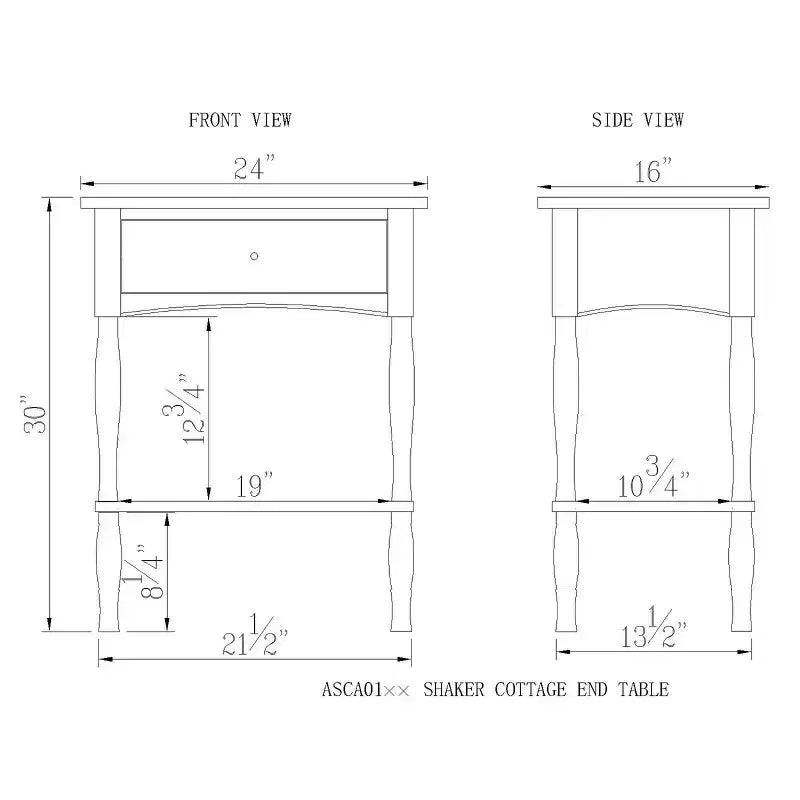 Table d'appoint de style Shaker avec tiroir et étagère - Meubles Alaterre